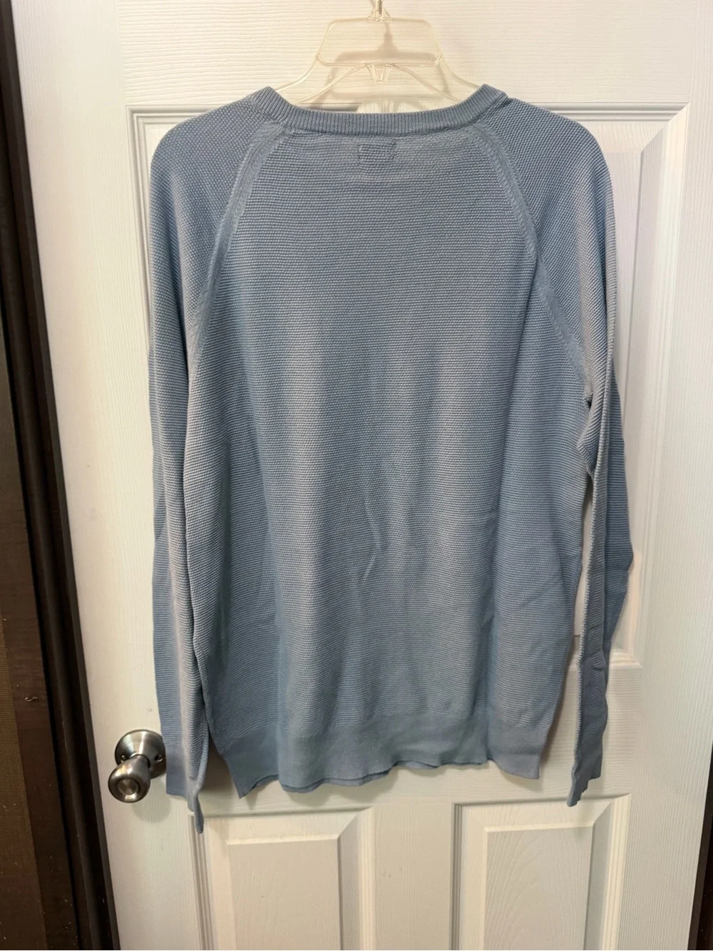 NWT J. Crew Men’s Light Blue Crewneck Cotton Subtle Waffle Knit Sweater Sz L